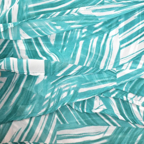 Banana Republic Tiered Sleeveless Halter Tank Top Teal White Chiffon Size L NWT - Picture 9 of 12